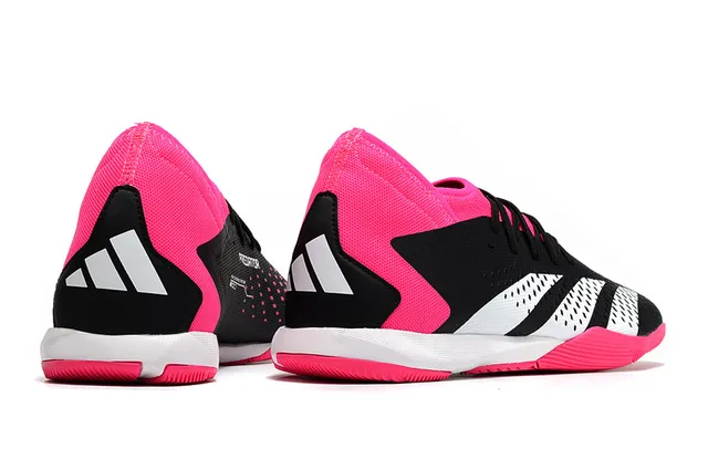 Adidas Pink Black Low-Cut Sock-Fit Collar Perforated Synthetic Upper Indoor Soccer Shoes 15