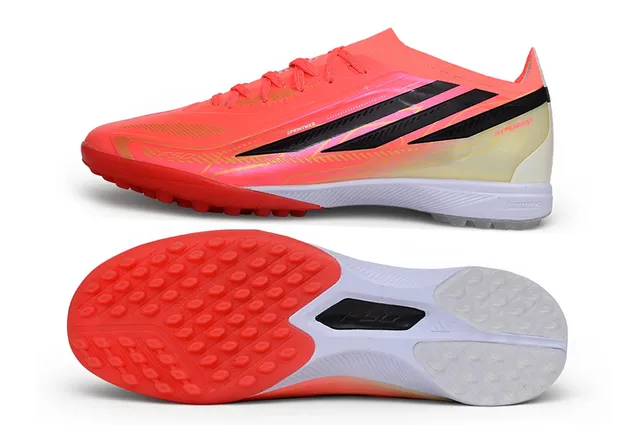 Adidas Zapatillas de fútbol rosa y naranja low-cut con upper sintético gradiente neón para césped artificial 16