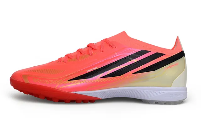 Adidas Zapatillas de fútbol rosa y naranja low-cut con upper sintético gradiente neón para césped artificial 17