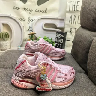 Adidas وردي أحمر شبكة أعلى طبقات اصطناعية حذاء رياضي أسلوب حياة