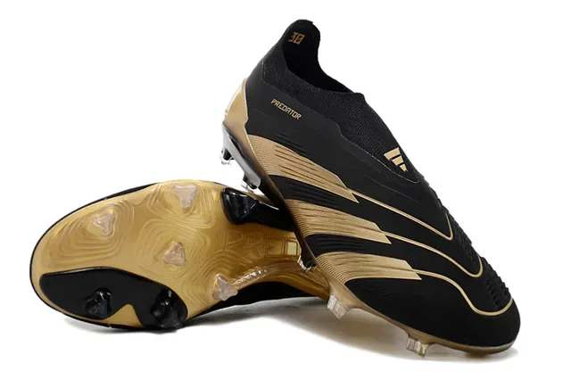 أحذية كرة القدم Adidas Predator أسود وذهبي للأرض الصلبة 4