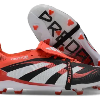 Adidas Predator Noir Orange Sans Lacets Fermeture Bretelles Trois Rayures Superposition Côté Sol Ferme Chaussures de Football