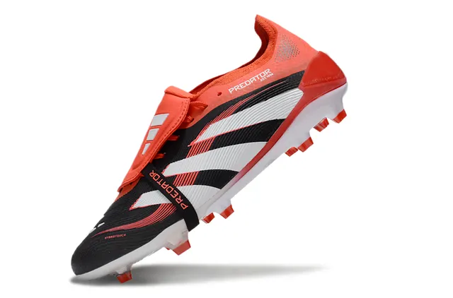 Adidas Predator Noir Orange Sans Lacets Fermeture Bretelles Trois Rayures Superposition Côté Sol Ferme Chaussures de Football 2