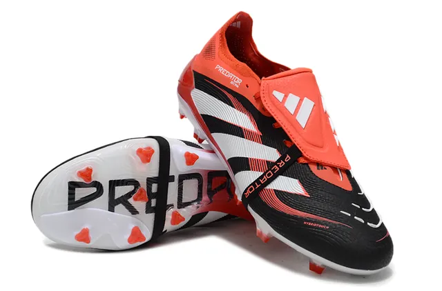 Adidas Predator Noir Orange Sans Lacets Fermeture Bretelles Trois Rayures Superposition Côté Sol Ferme Chaussures de Football 3