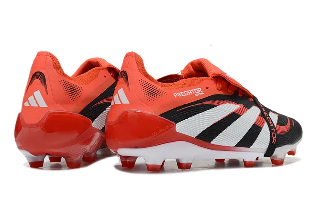 Adidas Predator Noir Orange Sans Lacets Fermeture Bretelles Trois Rayures Superposition Côté Sol Ferme Chaussures de Football 4