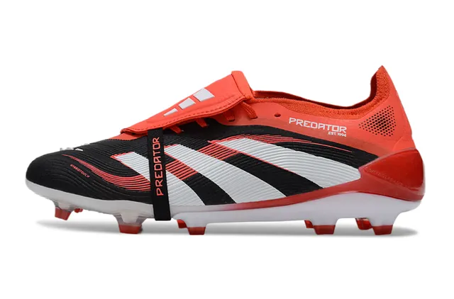 Adidas Predator Noir Orange Sans Lacets Fermeture Bretelles Trois Rayures Superposition Côté Sol Ferme Chaussures de Football 6