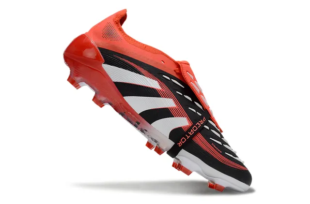 Adidas Predator Noir Orange Sans Lacets Fermeture Bretelles Trois Rayures Superposition Côté Sol Ferme Chaussures de Football 7
