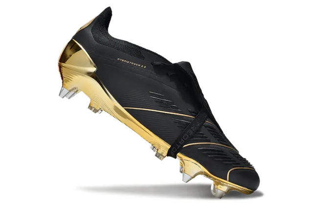 Adidas Predator Noir Orange Chaussures de football à coupe basse upper synthétique panneau latéral à trois rayures surface ferme 2