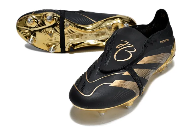 Adidas Predator Noir Orange Chaussures de football à coupe basse upper synthétique panneau latéral à trois rayures surface ferme 4