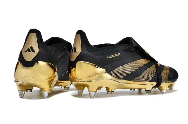 Adidas Predator Noir Orange Chaussures de football à coupe basse upper synthétique panneau latéral à trois rayures surface ferme 5