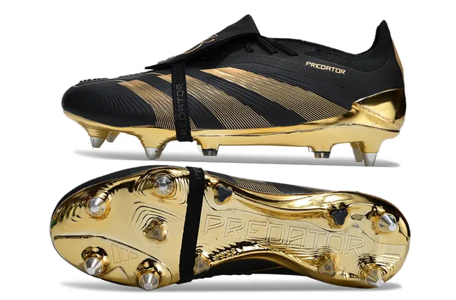 Adidas Predator Noir Orange Chaussures de football à coupe basse upper synthétique panneau latéral à trois rayures surface ferme 7