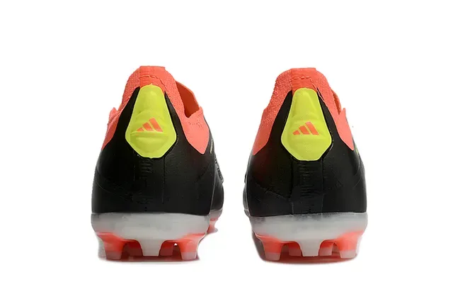 Adidas Predator Preto e Laranja Upper Sintético Panel Lateral Três Listras Firm-Ground Sapatos de Futebol 4