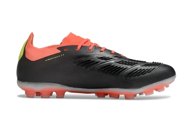 Adidas Predator Preto e Laranja Upper Sintético Panel Lateral Três Listras Firm-Ground Sapatos de Futebol 7