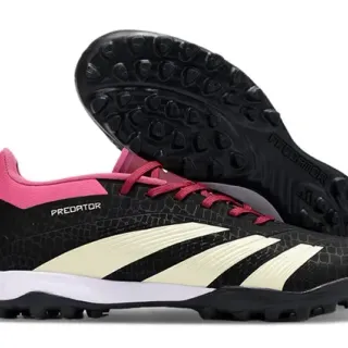 Adidas Predator Chuteiras de futebol preto e rosa com upper sintético texturizado e espigas cónicas para grama