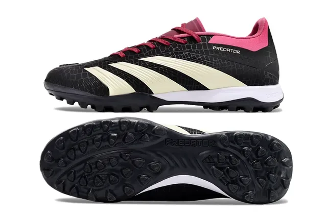 Adidas Predator Black Pink Textured Synthetic Upper Conical Studs Turf Soccer Shoes 6