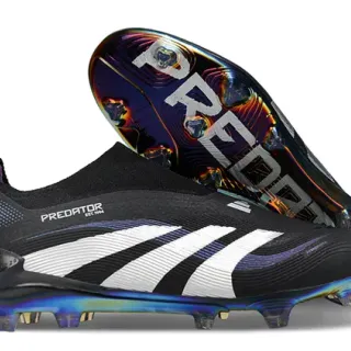 Adidas Predator Noir Blanc Col de Chaussette Plateforme Iridescente Holographique Semelle pour Terrain Ferme Chaussures de Football