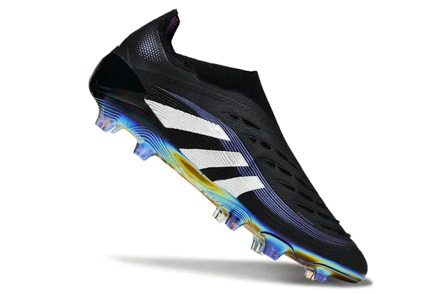 Adidas Predator Noir Blanc Col de Chaussette Plateforme Iridescente Holographique Semelle pour Terrain Ferme Chaussures de Football 2
