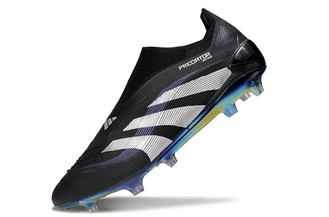 Adidas Predator Noir Blanc Col de Chaussette Plateforme Iridescente Holographique Semelle pour Terrain Ferme Chaussures de Football 3