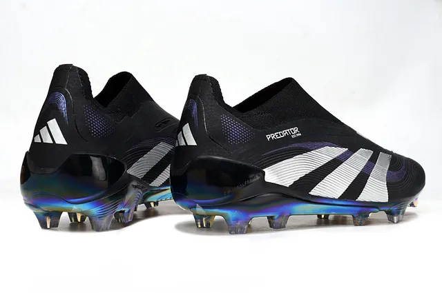 Adidas Predator Noir Blanc Col de Chaussette Plateforme Iridescente Holographique Semelle pour Terrain Ferme Chaussures de Football 5