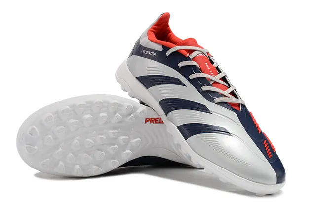 Adidas Predator Gray Navy Low-Cut Shoe Asymmetrical Lacing Turf Soccer Shoes 4