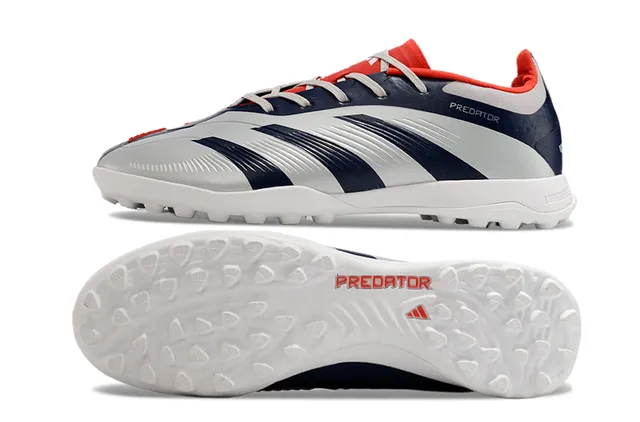 Adidas Predator Gray Navy Low-Cut Shoe Asymmetrical Lacing Turf Soccer Shoes 6
