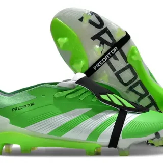 Adidas Predator Vert Blanc Bas Lacets Synthétique Supérieur Bande Trois Rayures Superposition de Mediopié Sol Ferme Chaussures de Football