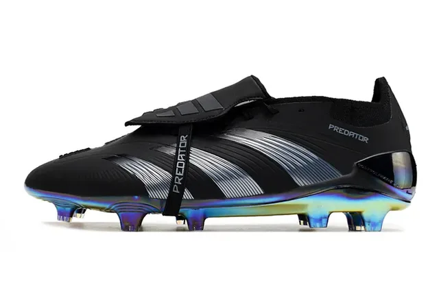 Adidas Predator Laceless Botas de Fútbol Negro Plata Iridiscente Tierra Firme 7