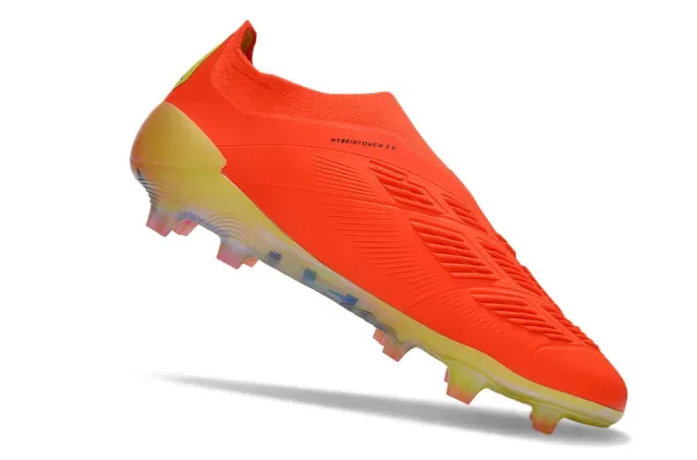 Adidas Predator حذاء كرة القدم برتقالي أسود منخفض القطع يناسب الجوارب ثلاث شرائط أرضية صلبة 2