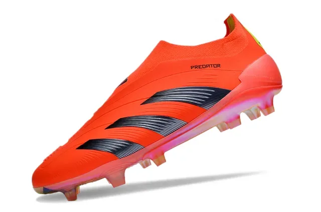Adidas Predator حذاء كرة القدم برتقالي أسود منخفض القطع يناسب الجوارب ثلاث شرائط أرضية صلبة 3