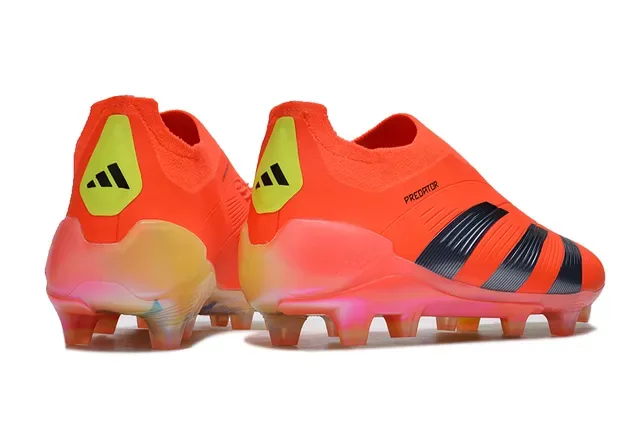 Adidas Predator حذاء كرة القدم برتقالي أسود منخفض القطع يناسب الجوارب ثلاث شرائط أرضية صلبة 5