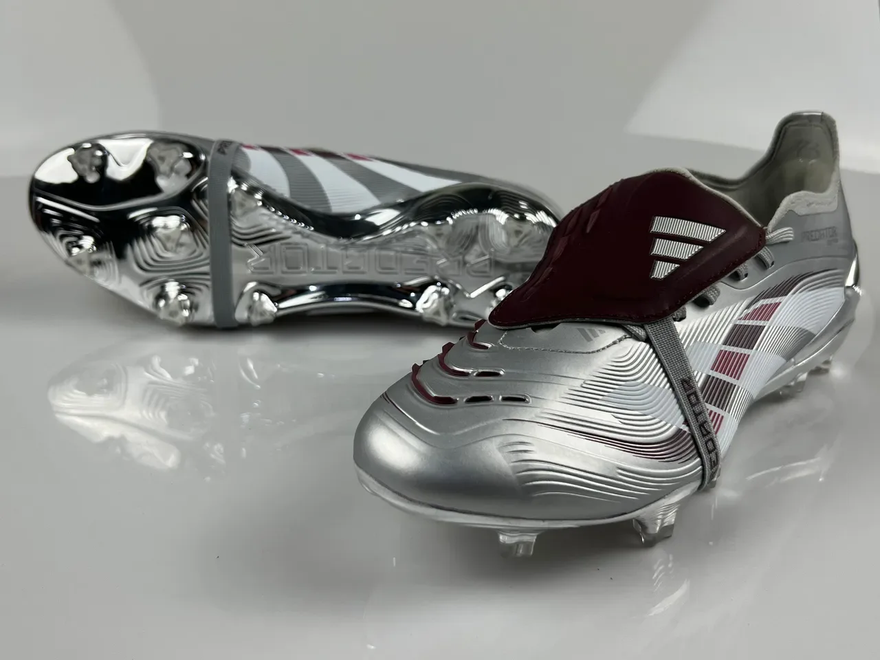 Adidas Predator Silver Purple Metallic Synthetic Upper Wave-Patterned Forefoot Firm-Ground Soccer Shoes 13