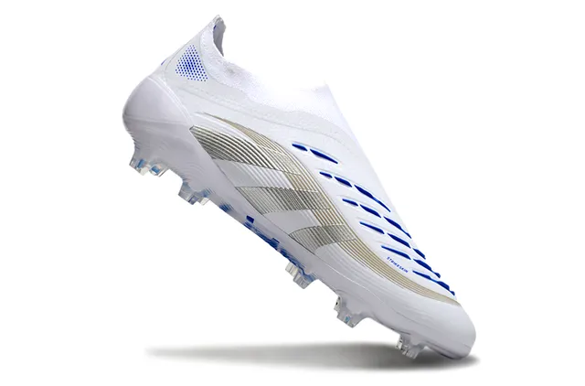 Adidas Predator White Blue Silver Firm-Ground Soccer Shoes 2