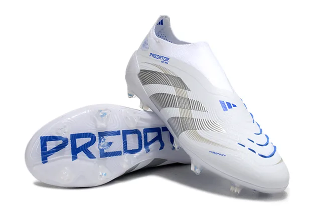 Adidas Predator White Blue Silver Firm-Ground Soccer Shoes 4