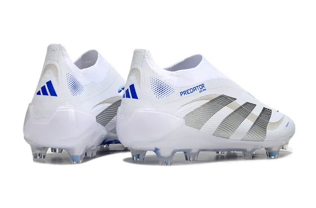 Adidas Predator White Blue Silver Firm-Ground Soccer Shoes 5