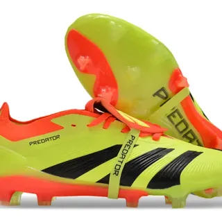 Adidas Predator Jaune Orange Coupe-Basse Silhouette Lacets-Lock Sangle Terrain Ferme Chaussures de Football