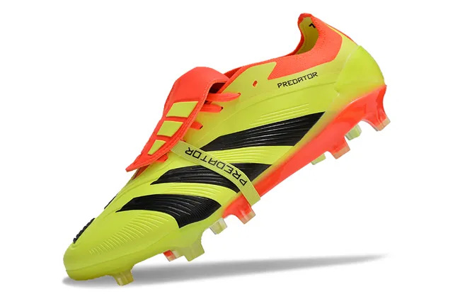 Adidas Predator Amarelo Laranja Silhueta Baixa Correia com Cadarço Trava Campo Firme Sapatos de Futebol 3