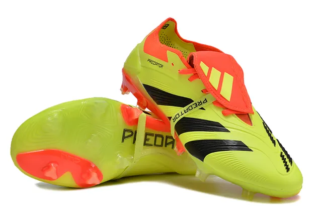 Adidas Predator Amarelo Laranja Silhueta Baixa Correia com Cadarço Trava Campo Firme Sapatos de Futebol 4