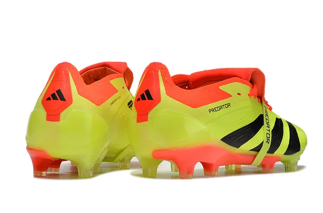 Adidas Predator Amarelo Laranja Silhueta Baixa Correia com Cadarço Trava Campo Firme Sapatos de Futebol 5