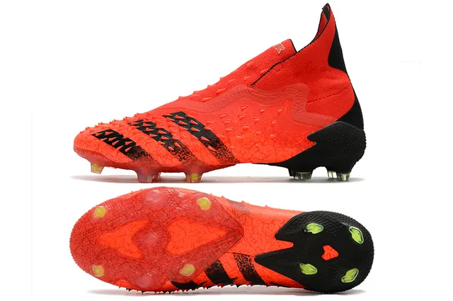 Adidas حذاء كرة قدم أحمر أسود عالي القطع collar متماسك الجوارب متماسك الملمس الصناعي العلوي أرضية صلبة 2