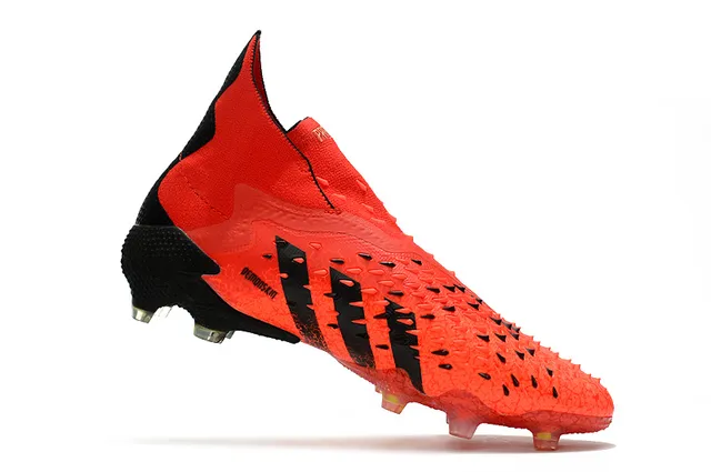 Adidas حذاء كرة قدم أحمر أسود عالي القطع collar متماسك الجوارب متماسك الملمس الصناعي العلوي أرضية صلبة 3