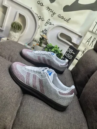 Adidas Samba Crystal-Embellished White and Rose Gold Lifestyle Sneakers 7