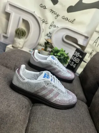 Adidas Samba Crystal-Embellished White and Rose Gold Lifestyle Sneakers 9