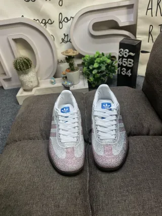 Adidas Samba Crystal-Embellished White and Rose Gold Lifestyle Sneakers 10