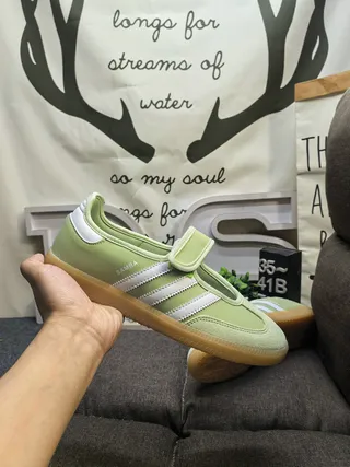 Adidas Samba حذاء رياضي أخضر فاتح مخملي أسلوب حياة 5