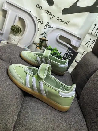 Adidas Samba حذاء رياضي أخضر فاتح مخملي أسلوب حياة 7