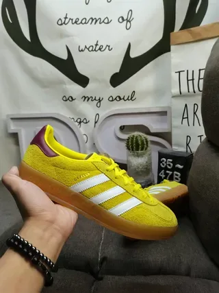 Adidas Samba OG Yellow Maroon Suede Lifestyle Sneakers 5