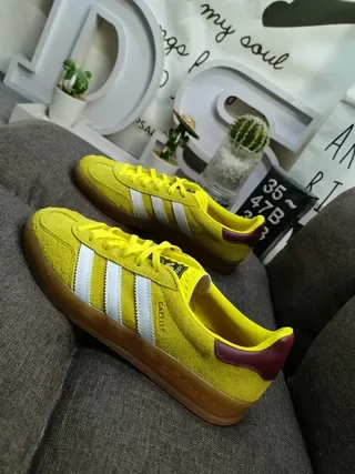 Adidas Samba OG Yellow Maroon Suede Lifestyle Sneakers 7