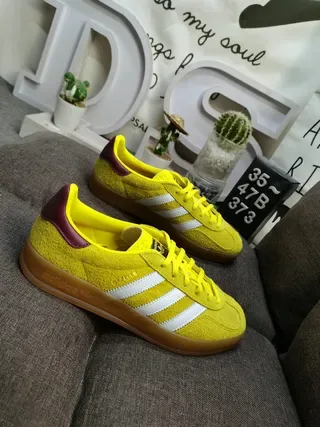Adidas Samba OG Yellow Maroon Suede Lifestyle Sneakers 9