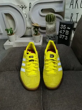 Adidas Samba OG Yellow Maroon Suede Lifestyle Sneakers 10