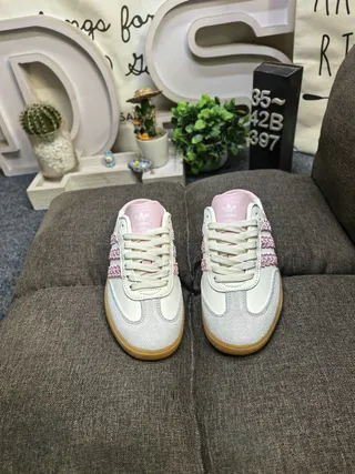 Adidas Samba Pink Textured Stripe Slip-On Lifestyle Sneakers 10